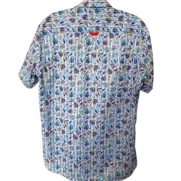 Daniel Hechter Paris Short Sleeve Palm Leaves Multi-color Casual Shirt, L - Picture 2 of 11
